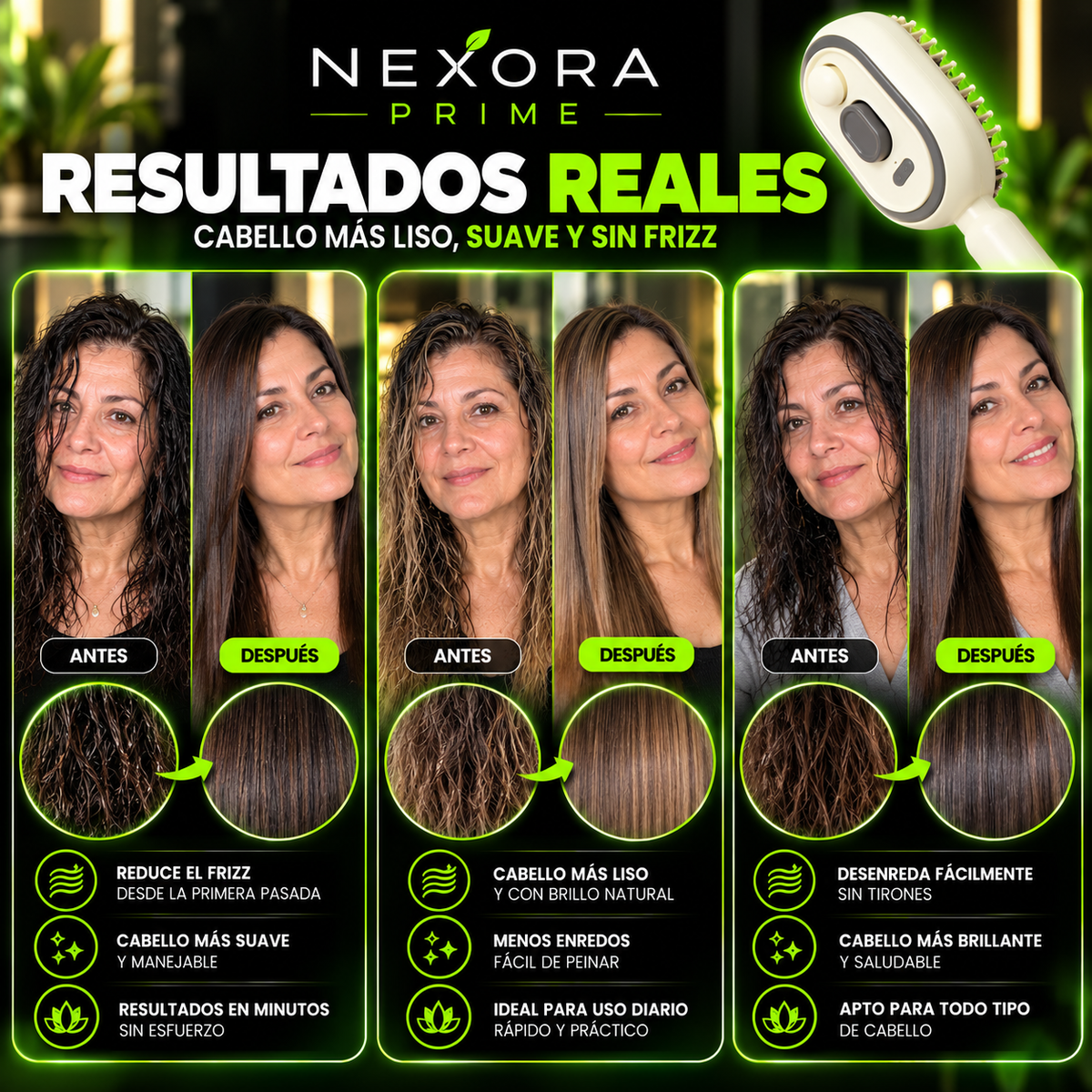 ✨Cepillo Eléctrico Masajeador Pulverizado | DESENREDA Y LUCE UN CABELLO HERMOSO EN MINUTOS💆‍♀️+Envio gratis🏡🚚